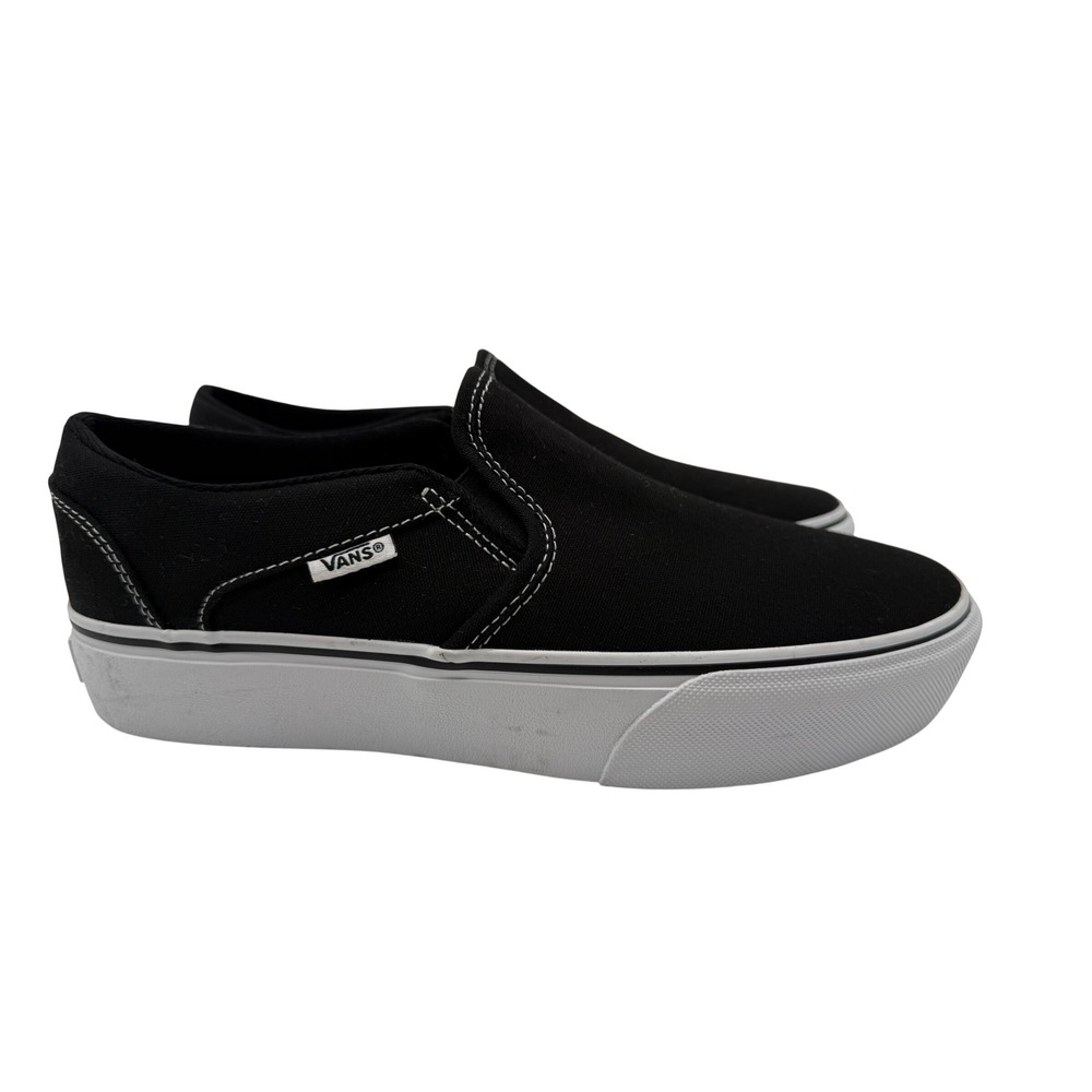 Vans Slip-On Stackform Women 8.5 Black New Platform Canvas Sneakers